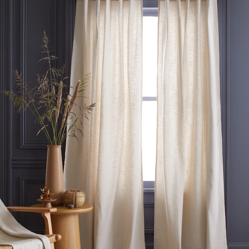 NWT QUINCE Cotton Slub Light Filtering Curtains - 48”x 96” Natural - Set of 2